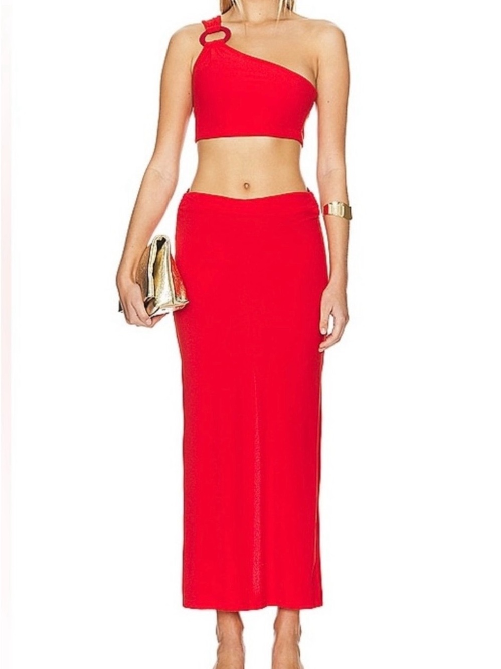 REVOLVE Red One-Shoulder top and maxi skirt set